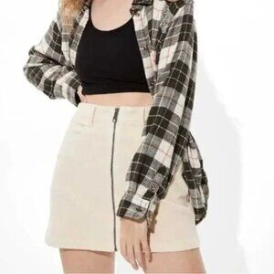 NWT AMERICAN EAGLE Corduroy Super Hi-Rise A-line Mini Skirt 12 Cream